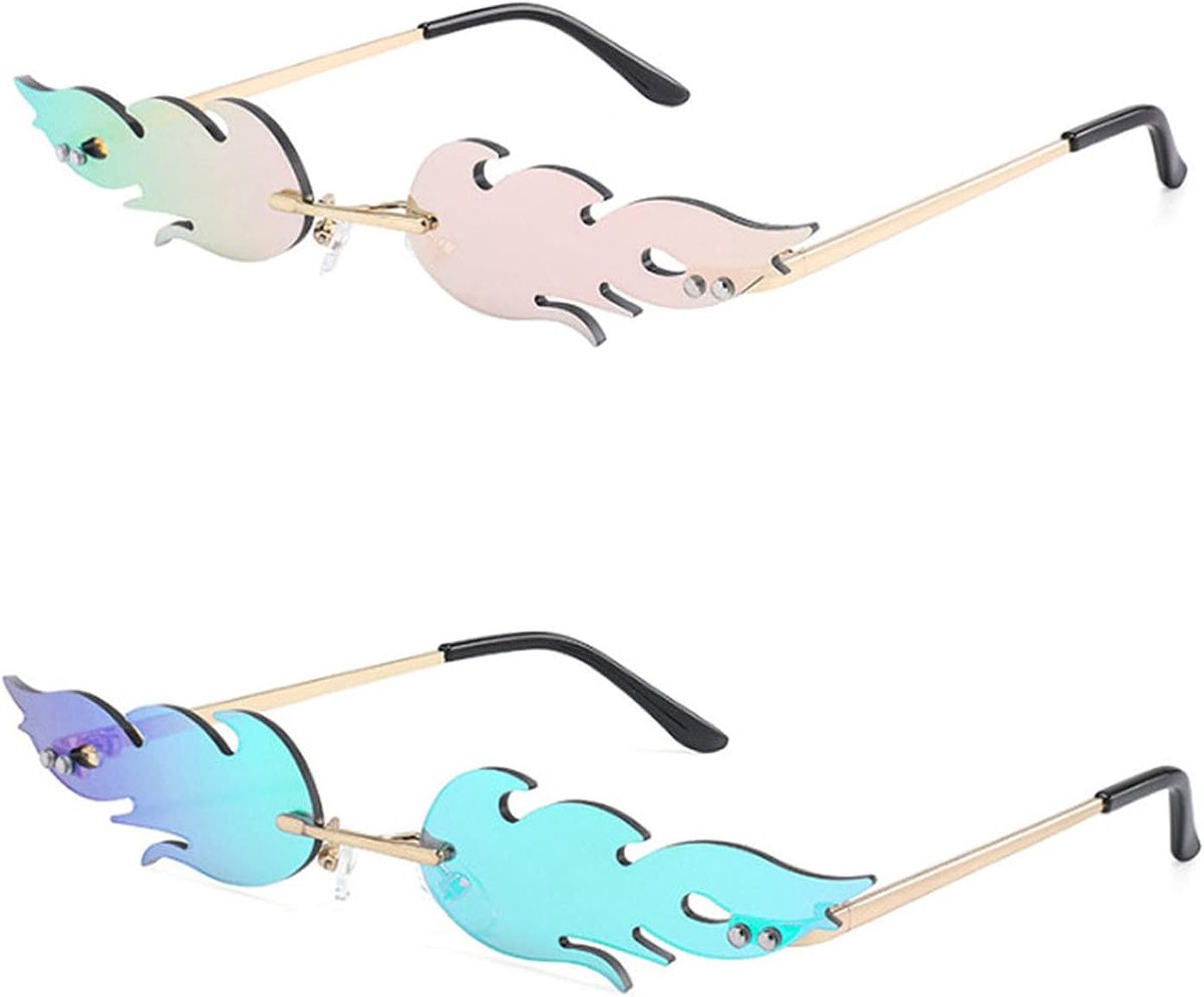 Zonnebril Rimless Kleine Vuurvorm - Irreguliere Schaduw - Stijlvolle Accessoire voor Feestjes - ShopVlot
