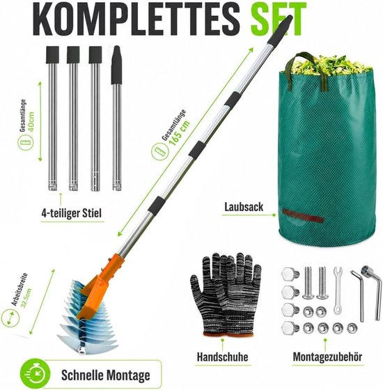 Verticuteermachine voor gazon met telescopische handgreep van 163 cm — afbeelding 2