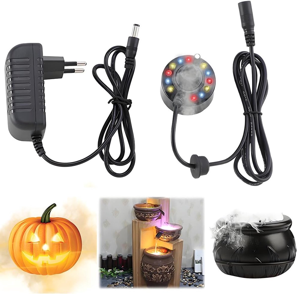 Ultrasonic nebulizer mini mist machine - 350 ml/uur - kleurrijke mistmaker - perfecte sfeer voor Halloween - ShopVlot