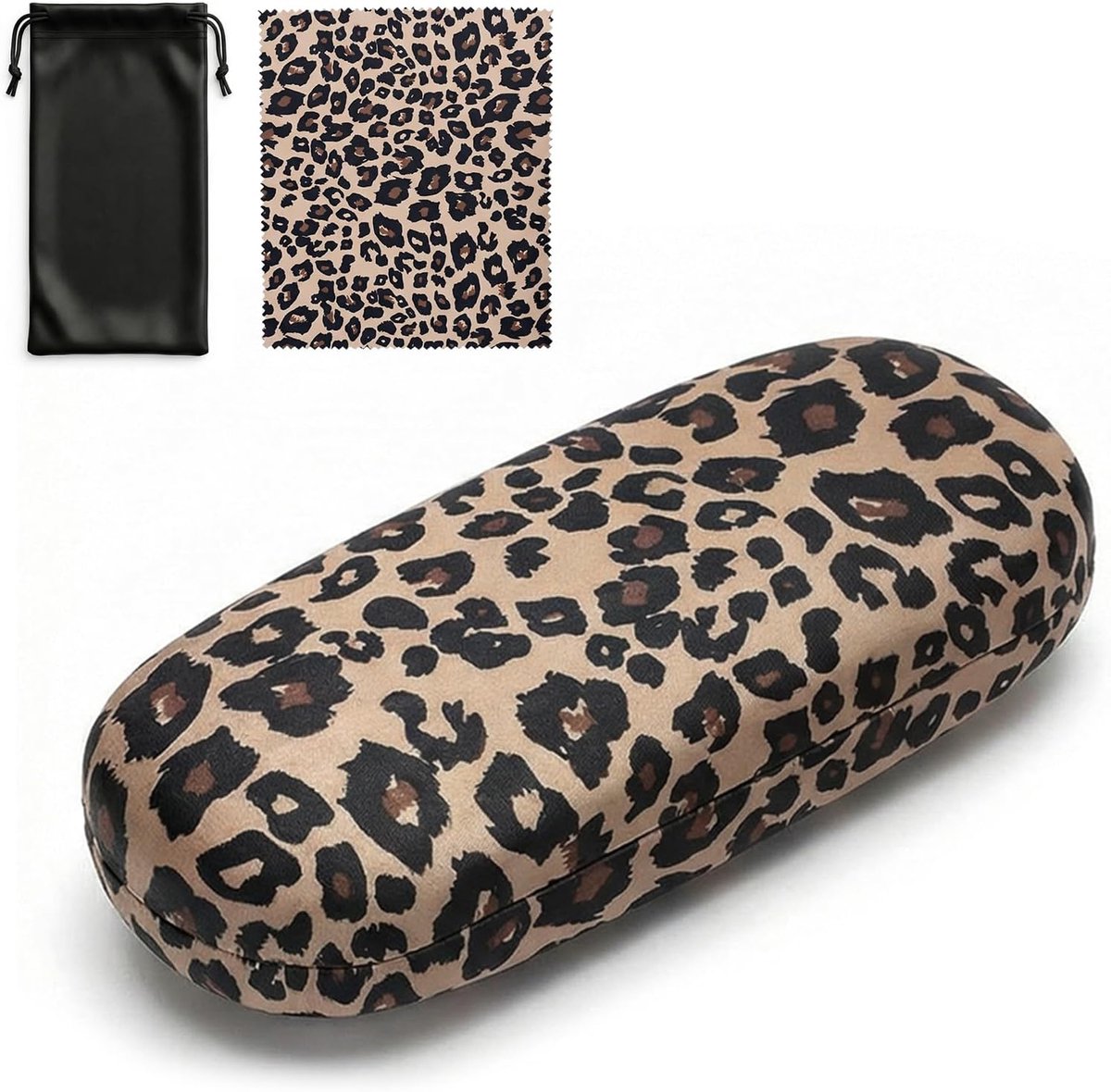 Brillenkoker 16 x 6 x 4 cm - luipaardpatroon - harde etui - robuuste bescherming voor onderweg - ShopVlot