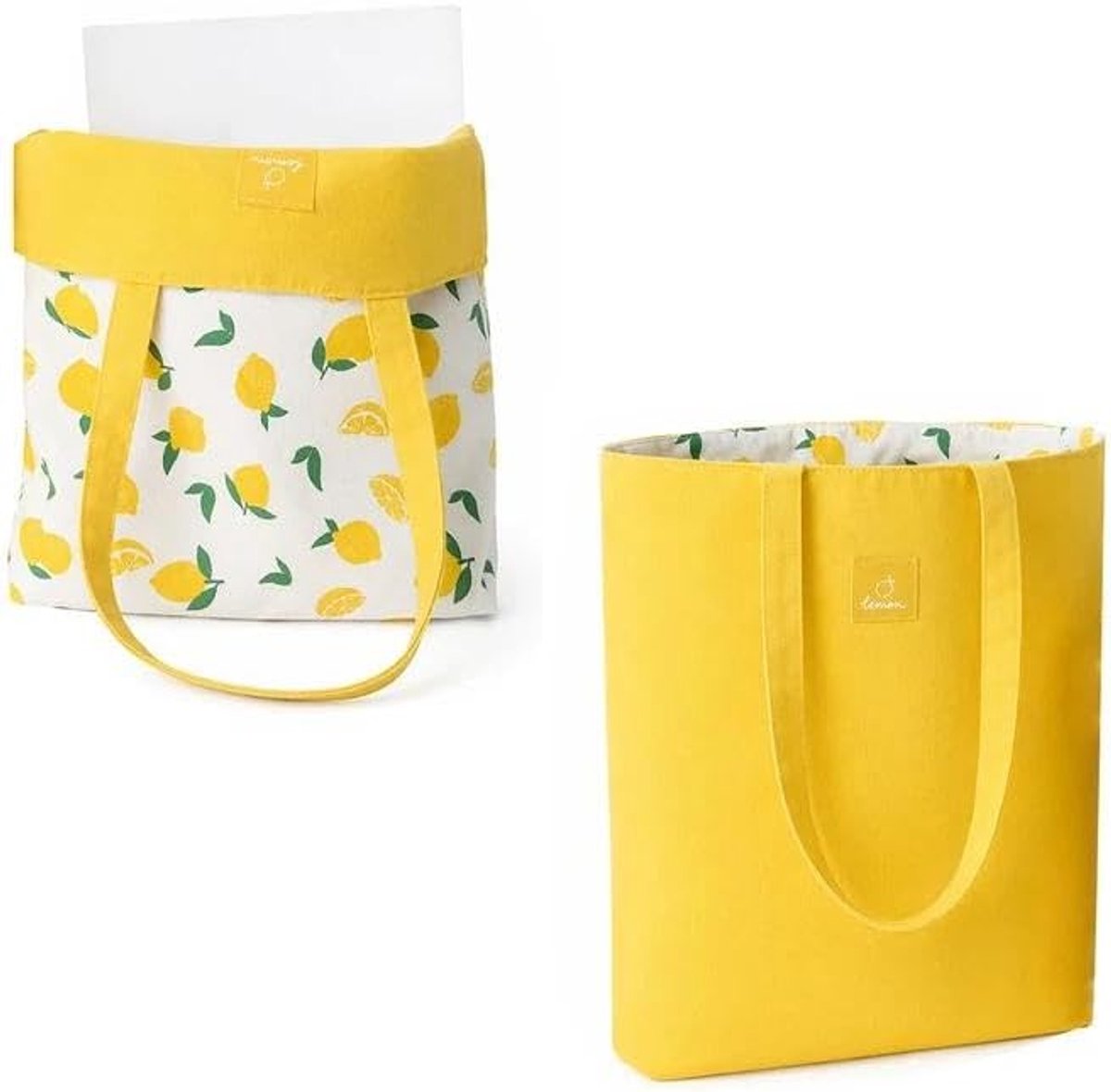 Dubbelzijdige katoenen en canvas tas 40 x 36 cm - omkeerbaar - opvouwbaar - ideaal voor boodschappen - ShopVlot