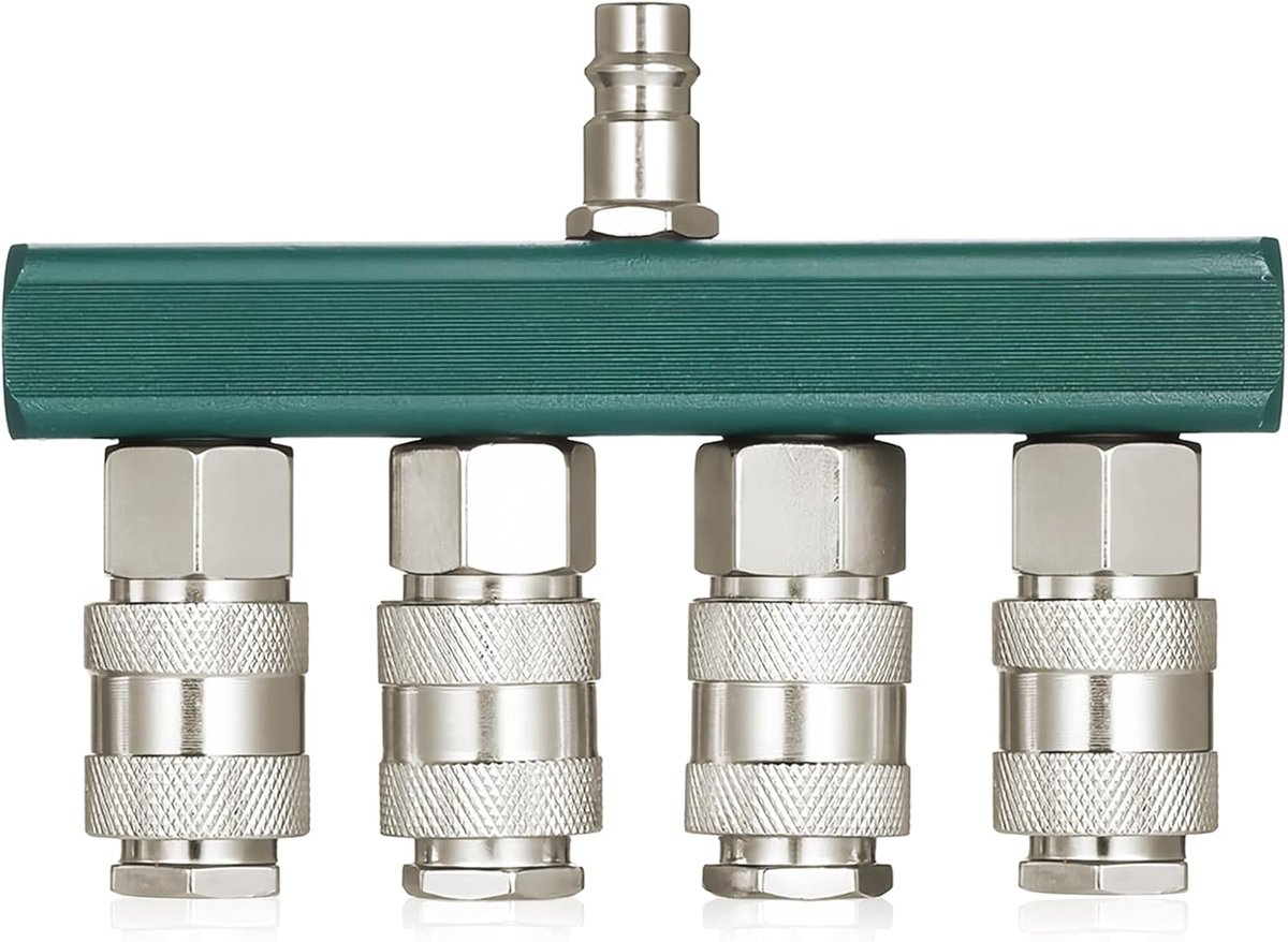 Compressed air distributor 4-way - hoogwaardige ijzer - snelkoppelingen - betrouwbare luchtverbinding - ShopVlot