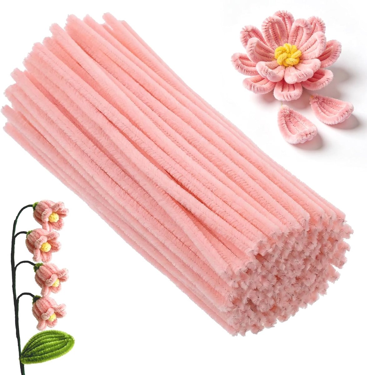 Pijpjesreiniger set 100 stuks - Multi-kleurige creaties - Inclusief draad en tape - Perfect voor DIY bloemstukken - ShopVlot