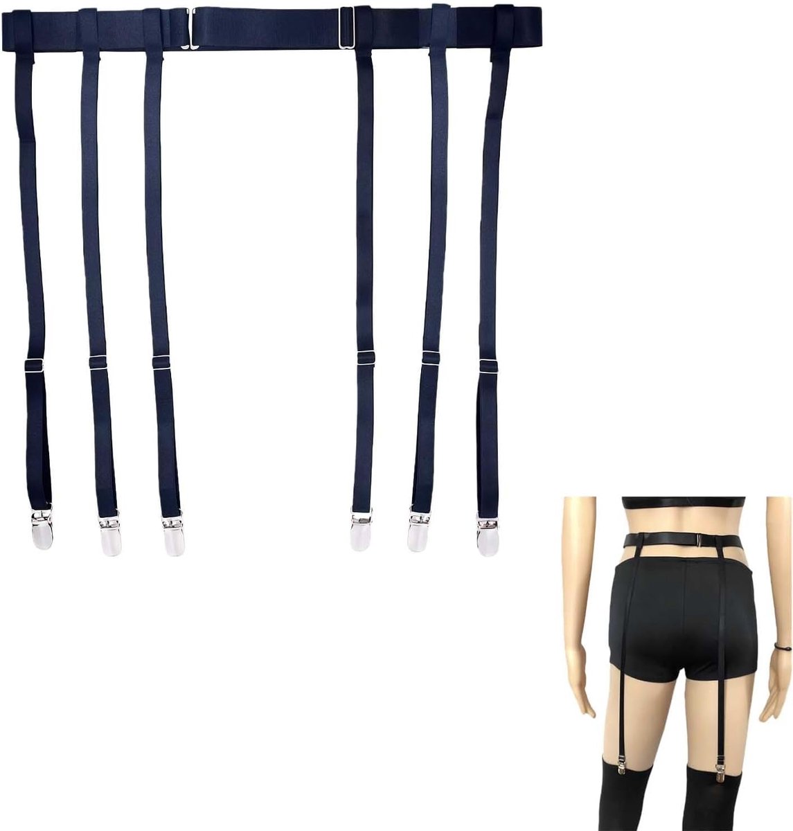 Dameskousen - Verstelbare Suspenders met Afneembare Straps - Zwart - Comfortabel en Antislip Ontwerp - ShopVlot