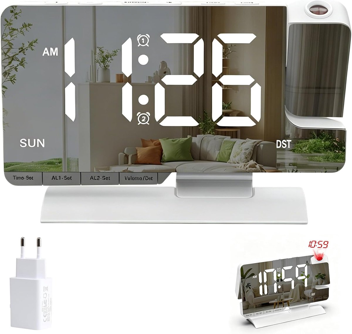 Digitale wekker met projectie - 180° draaibare projector - helder led-display - ideaal voor slaapkamer - ShopVlot