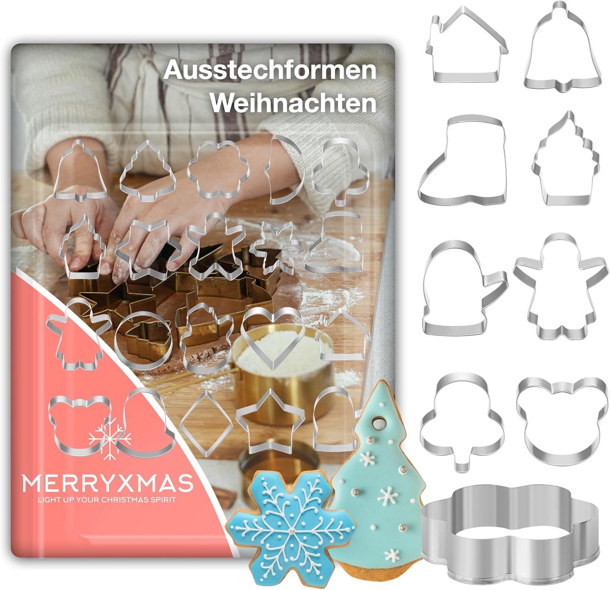 Koekjesuitsteekvormen 20x - Kerst- en Adventmotieven - Diverse ontwerpen - Perfect voor feestelijke lekkernijen - ShopVlot