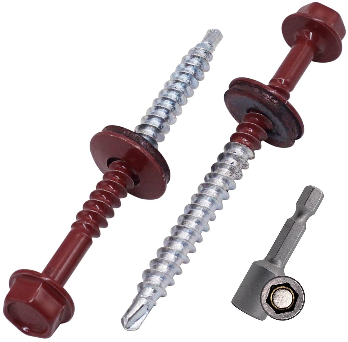 Schroeven 4.8 x 60 mm - Oxide rood - Zelfborende schroeven met EPDM ring - Ideaal voor staalplaten - ShopVlot