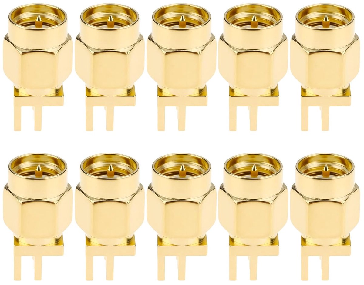SMA Male Plug Connector 10Pcs - 4Pin PCB Panel Edge Mount - 50 Ohm voor Antenne - Geschikt voor Radio-uitzending - ShopVlot