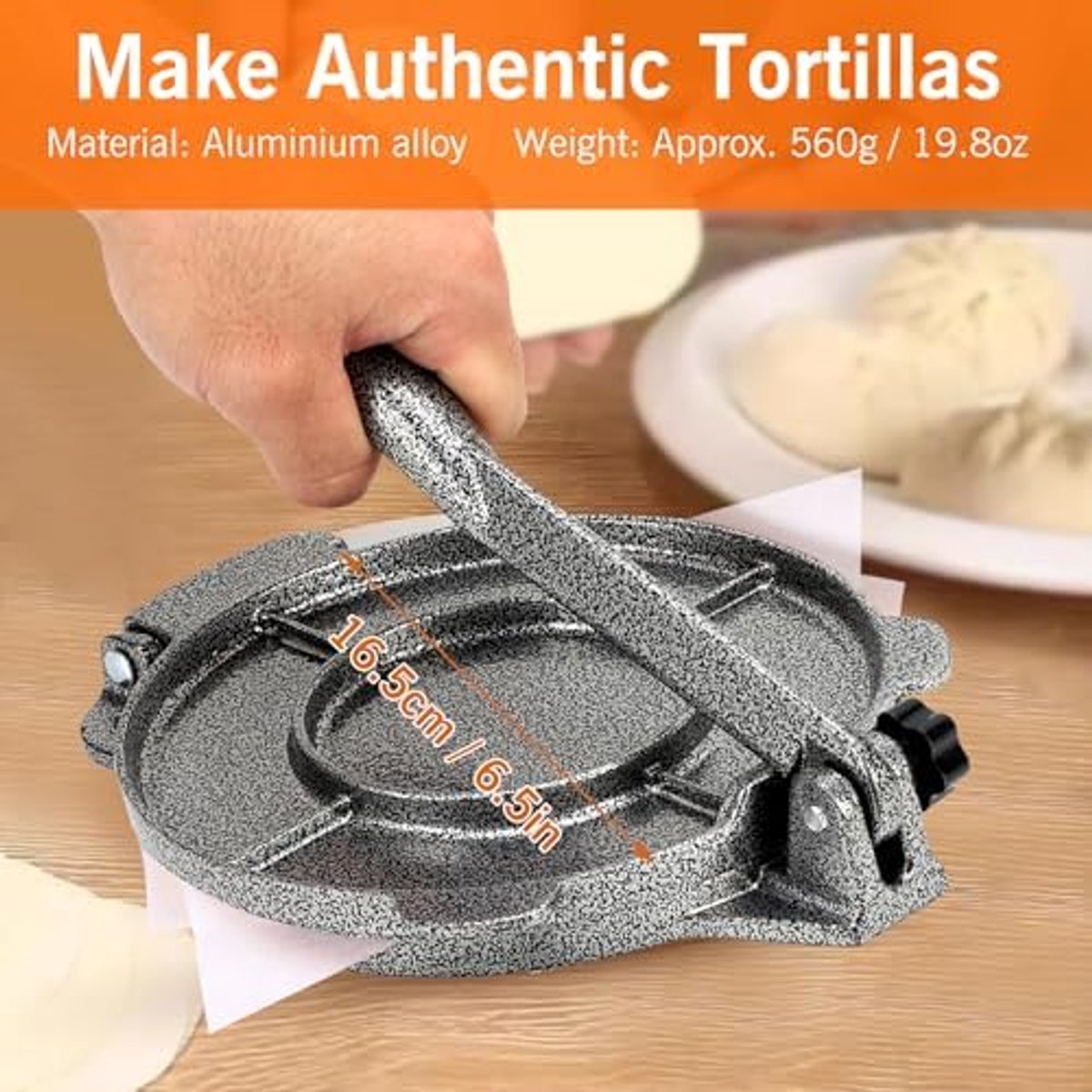Tortilla pers 6,5 inch - Aluminium - Non-stick oppervlak - Ideaal voor maïstortilla's - ShopVlot