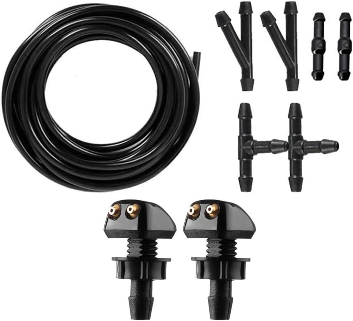 Ruitensproeierslang-reparatieset 2m - rubberslang met sproeikoppen - complete set voor auto - ShopVlot