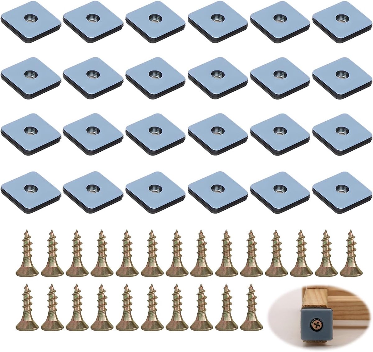 Meubelglijders 25 x 25 mm - vierkant - schroefbevestiging - beschermt meubels en vloeren - ShopVlot