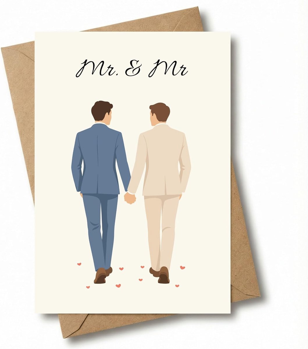 Bruiloftskaart met envelop - Mr. & Mr. - stijlvolle wenskaart - ideaal voor geldgeschenk - ShopVlot