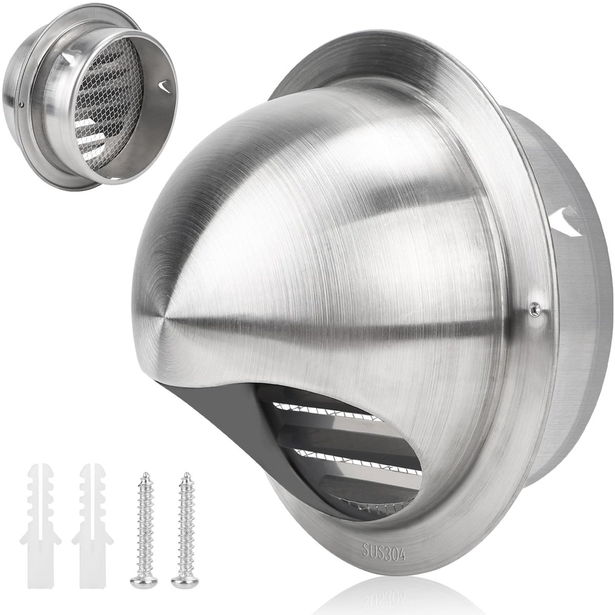 Ventilatie rooster - Afvoer rooster - Buiten ventileren - Geïntegreerde insectenwering - 125 mm - Zilver