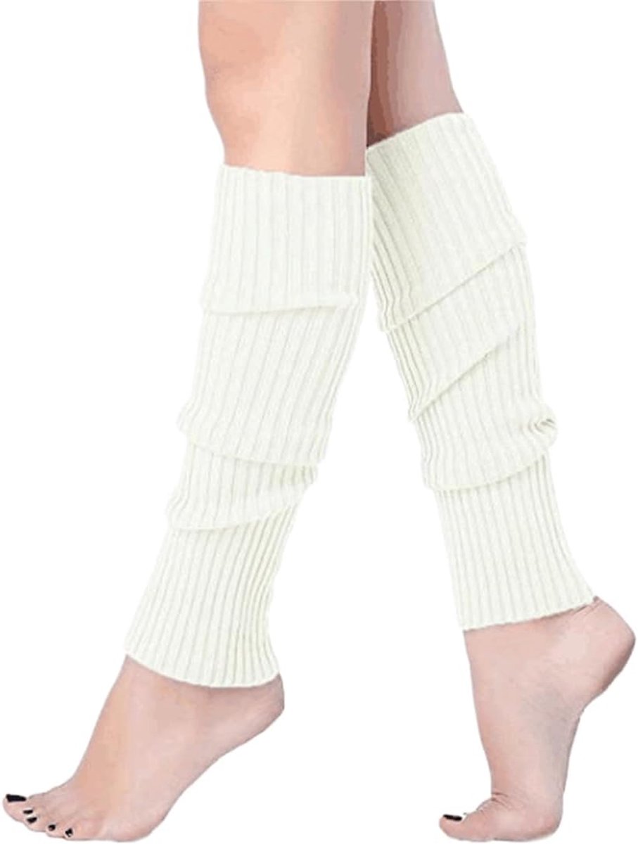 Kuitwarmers wit - gebreid - zacht en elastisch - perfect voor yoga en dans - ShopVlot
