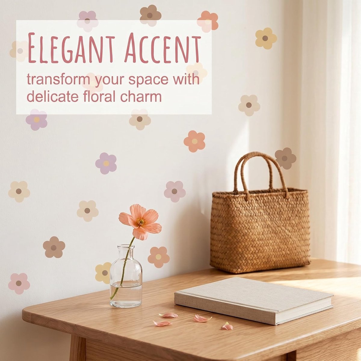 Muurstickers bloemen set van 36 - zelfklevend - zachte Morandi kleuren - ideaal voor kinderkamer - ShopVlot