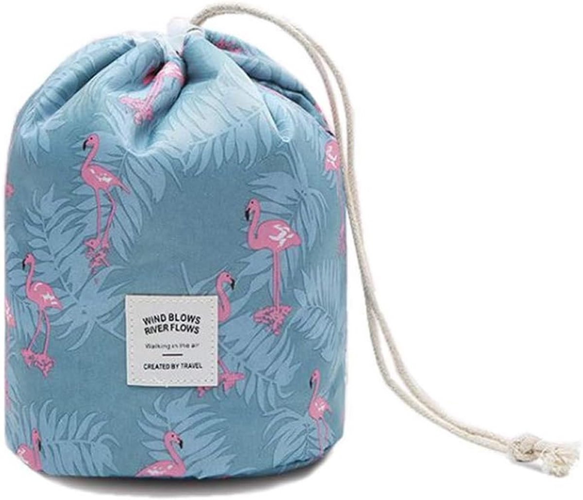 Make-up tas voor vrouwen - barrelvorm - nylon - met opbergruimte voor toiletten - ShopVlot