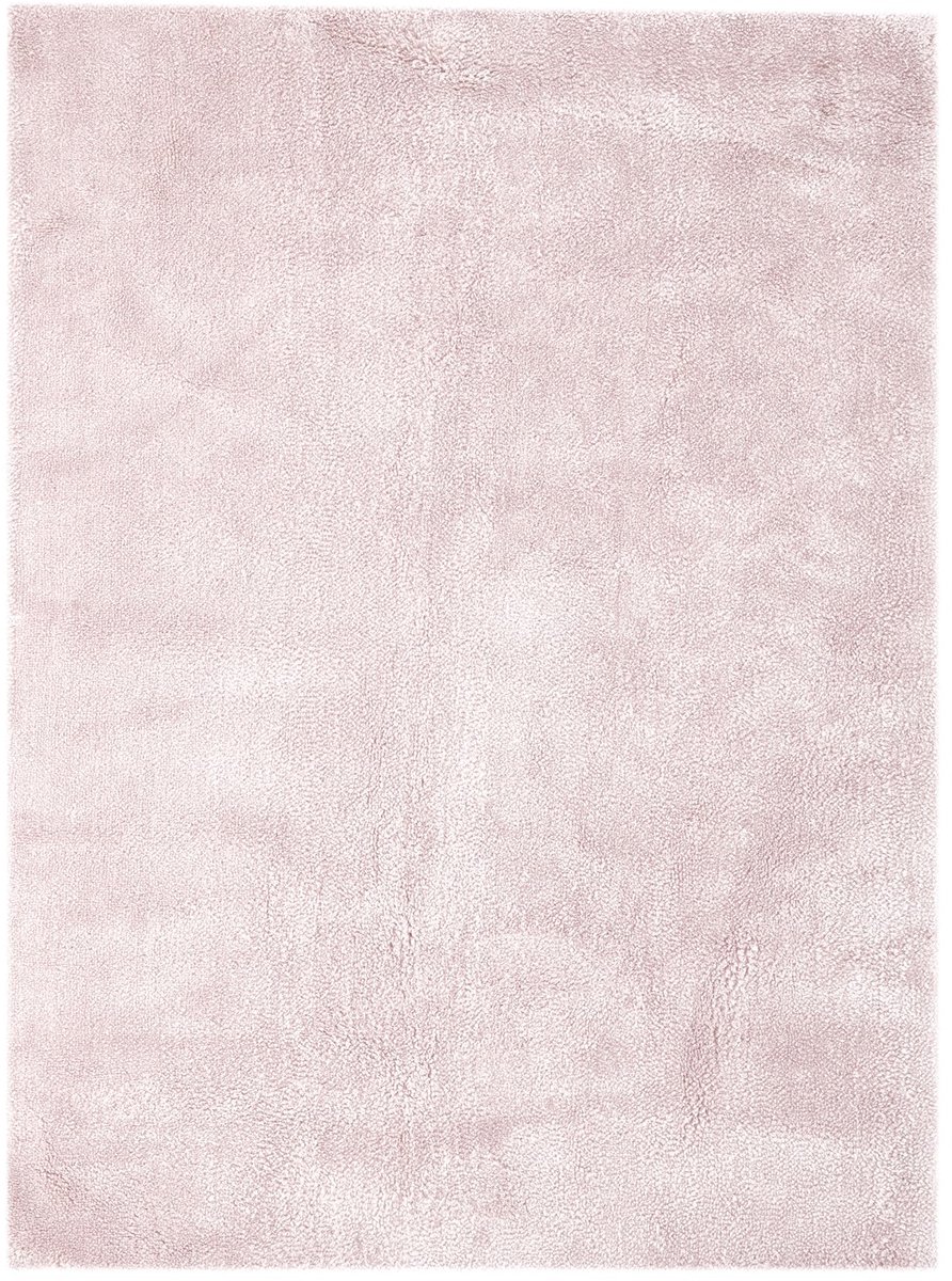 Padiro hoogpolig vloerkleed 160 x 230 cm - poederroze - scandi effen design - geschikt voor vloerverwarming - van polyester