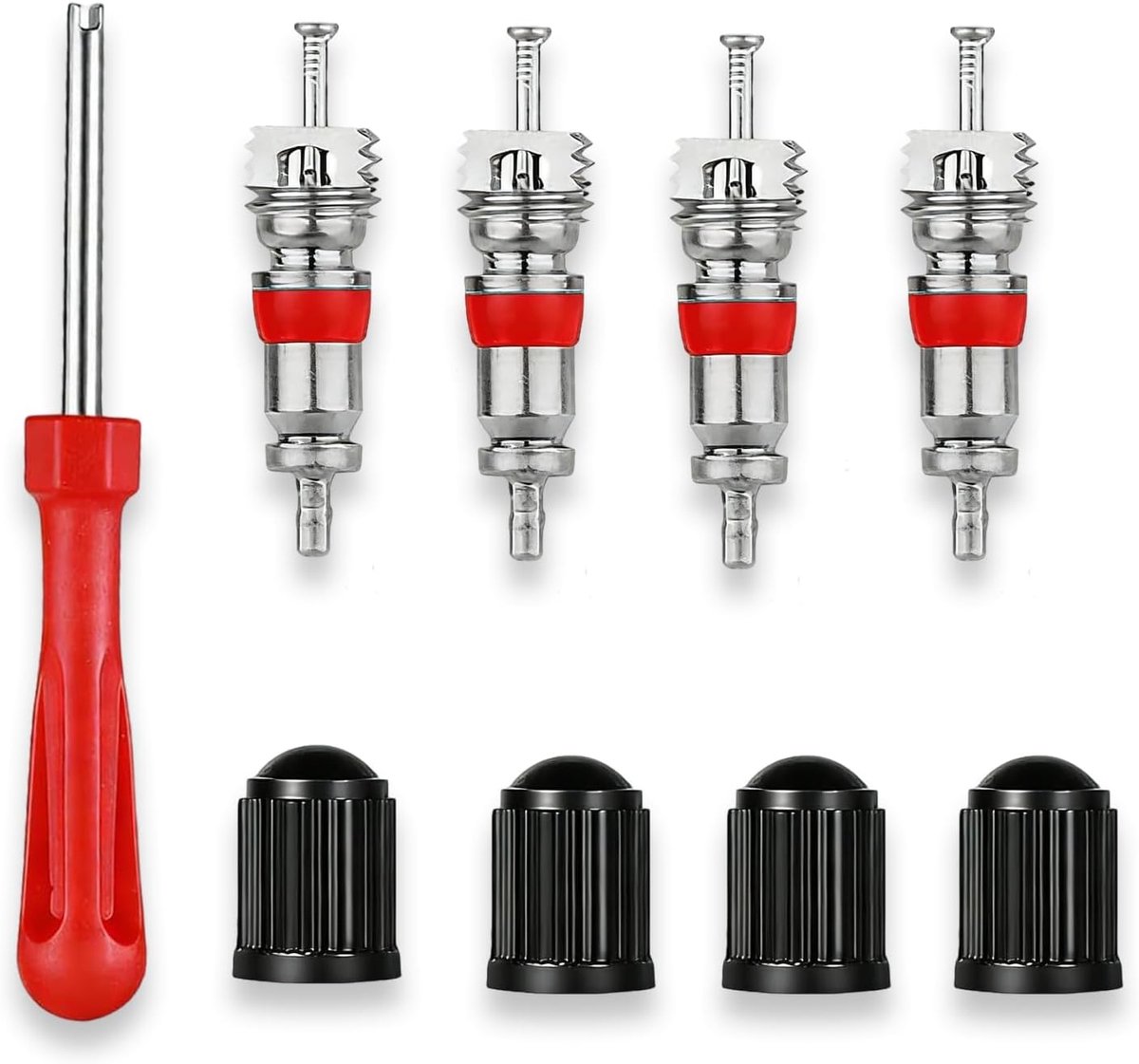 Bandenventielgereedschapsset 9-delig - Ventielverwijderaar - Ventielinzetstukken - Voor effectief bandenonderhoud - ShopVlot
