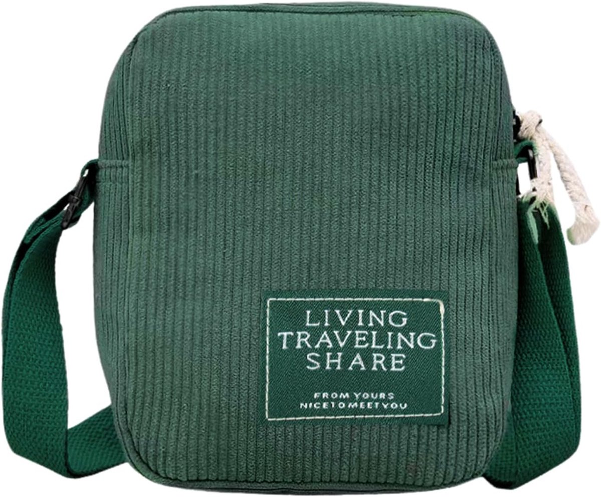 Schoudertas voor mobiele telefoon - kleine cord - fluwelen tas - met ritszakken voor retro reizen - ShopVlot