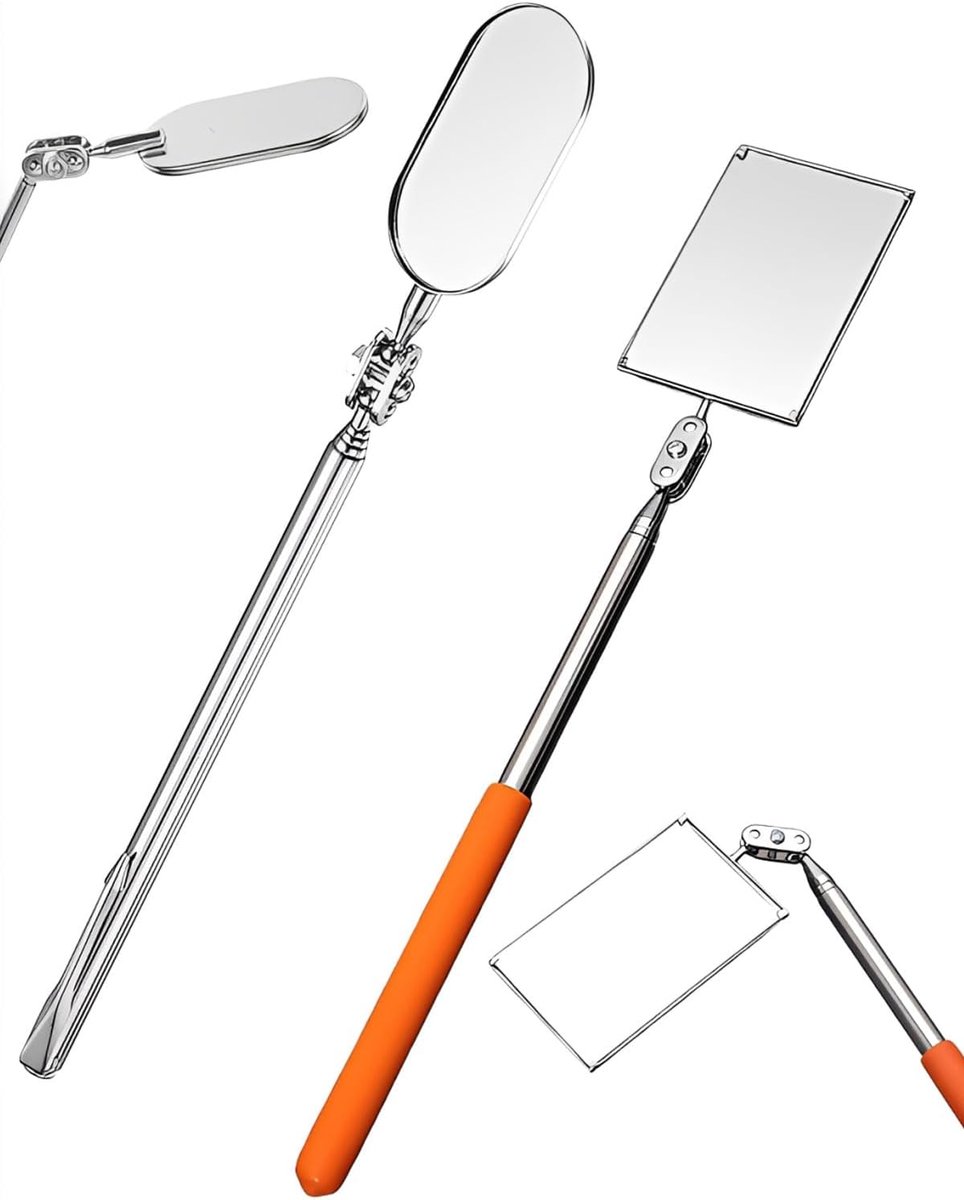 Inspectiemirror 2pcs - telescopisch - ergonomische handgreep - ideaal voor voertuiginspectie - ShopVlot