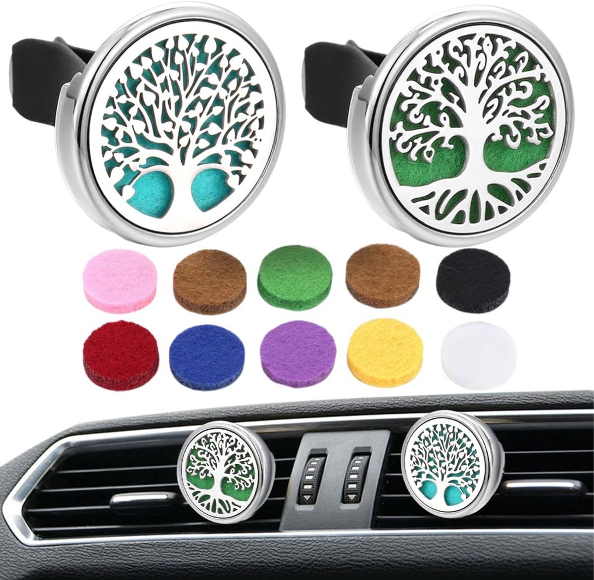 Solidchoice - 2 Stuks Roestvrijstalen Auto Aromatherapie Diffuser