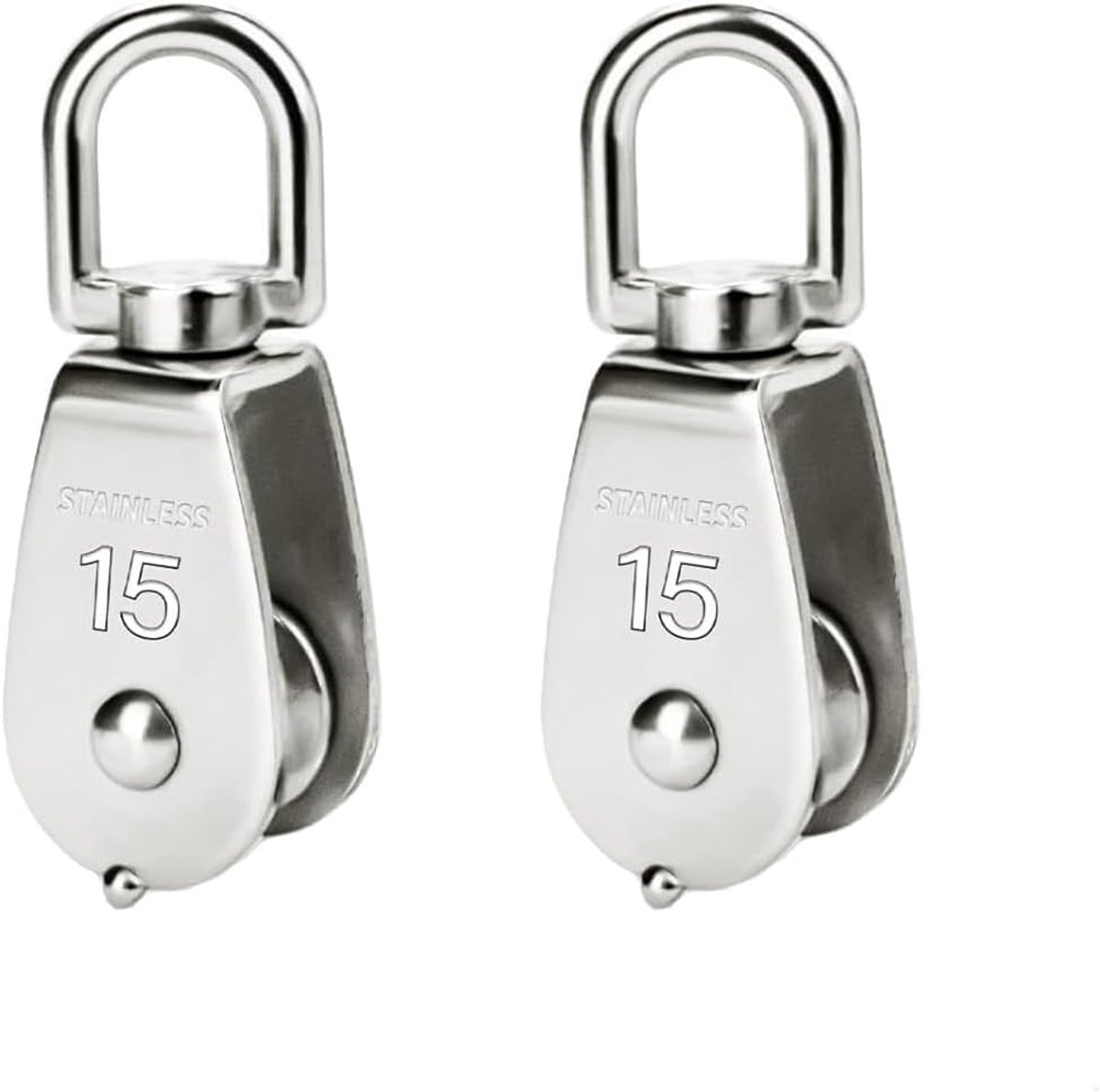 Enkel katrol M15 - roestvrij staal - voor 3-8mm touwen - maximale belasting 35kg - ShopVlot