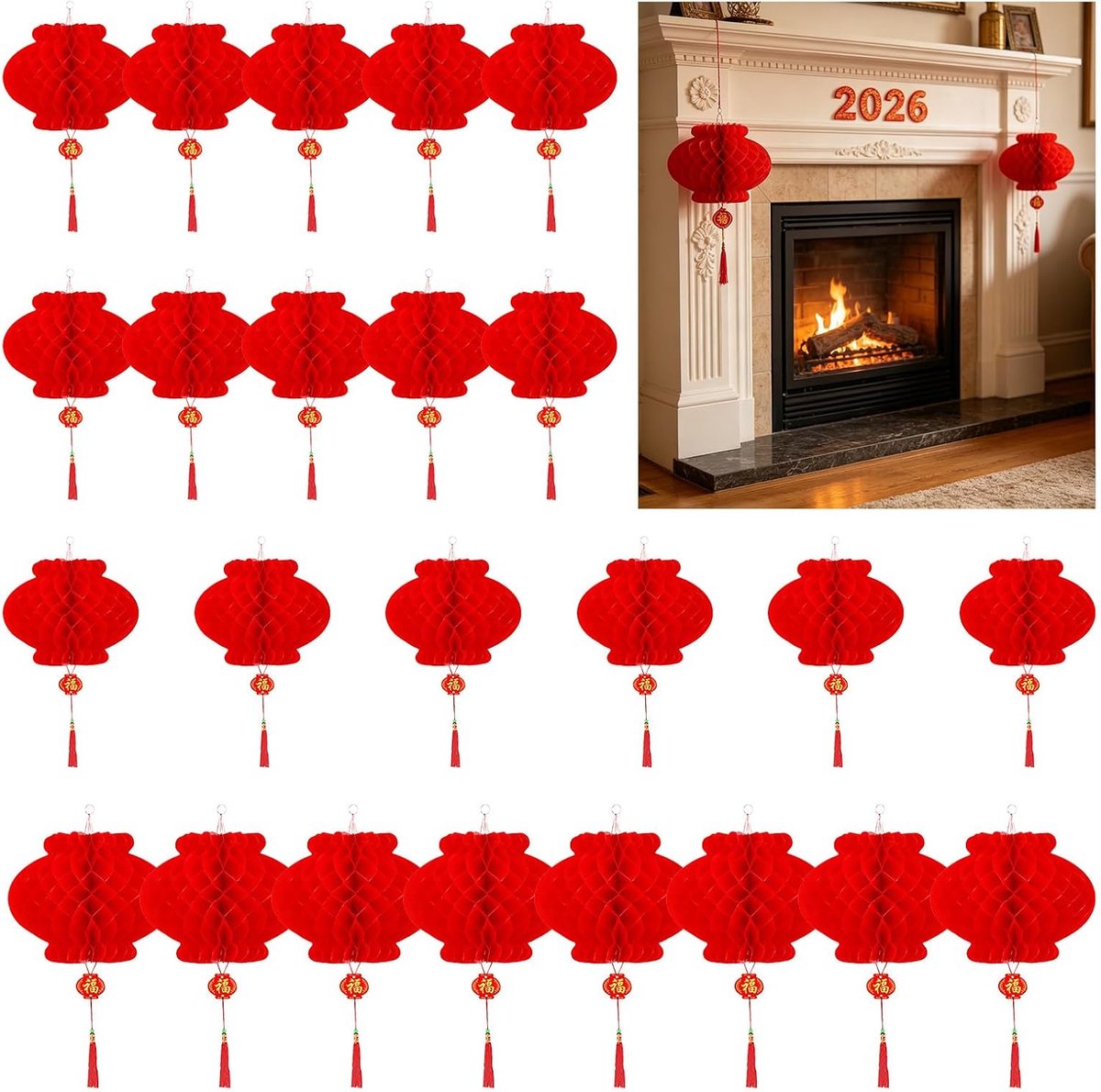 Papieren lantaarns 30pcs - Rood - Waterdicht - Ideaal voor feestdecoratie - ShopVlot