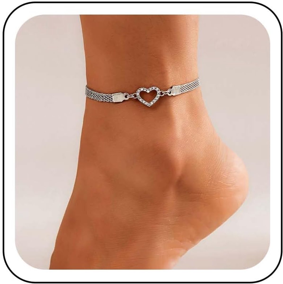 Enkelbandje hart - gouden kleur - met diamant en strass - stijlvol voor elke gelegenheid - ShopVlot