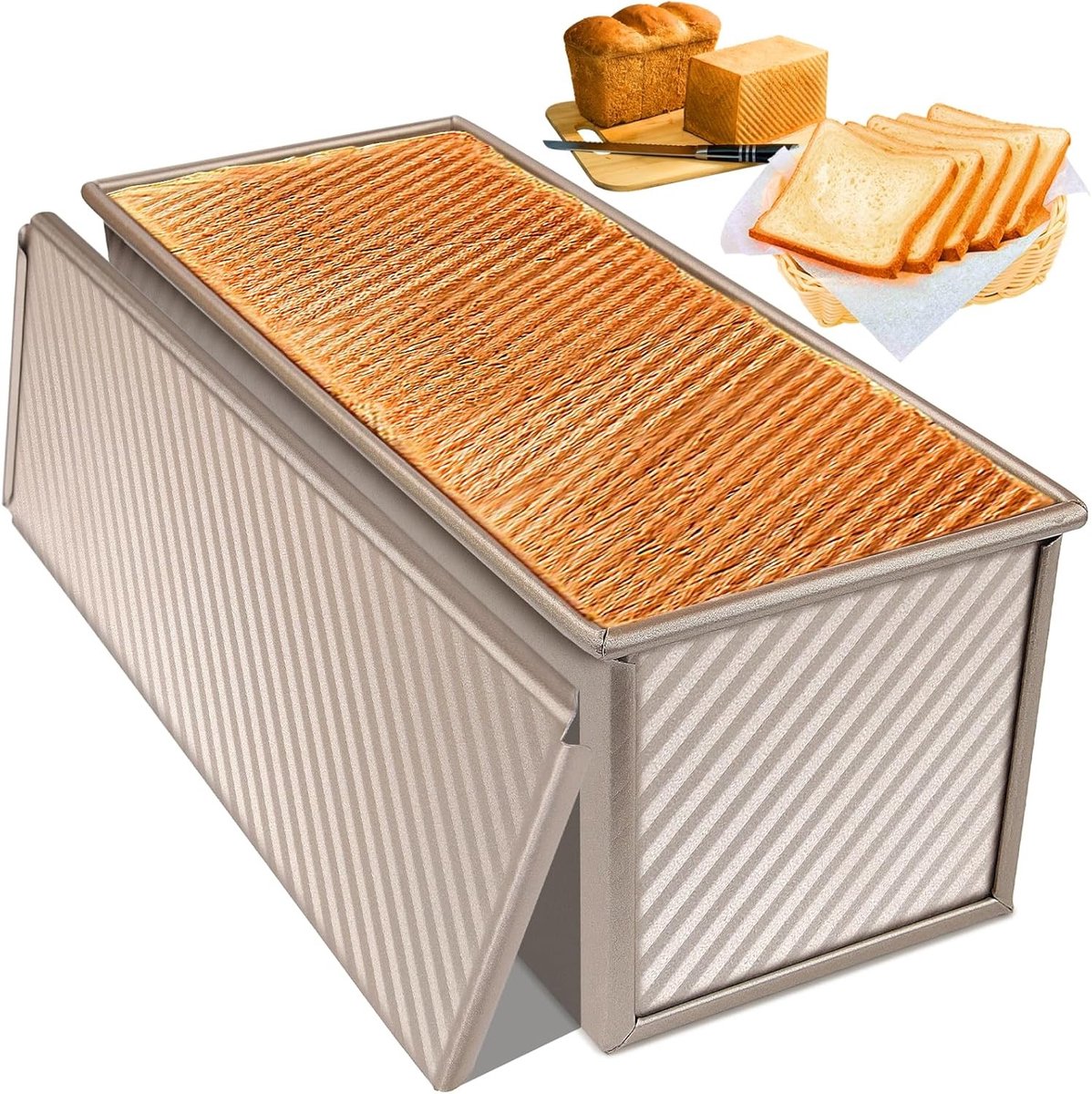 Pullman Broodblik met Deksel - Zwart - 35 x 14 x 12 cm - Aluminium Staal met Anti-aanbaklaag - Voor Thuisgebruik en Bakkerijen