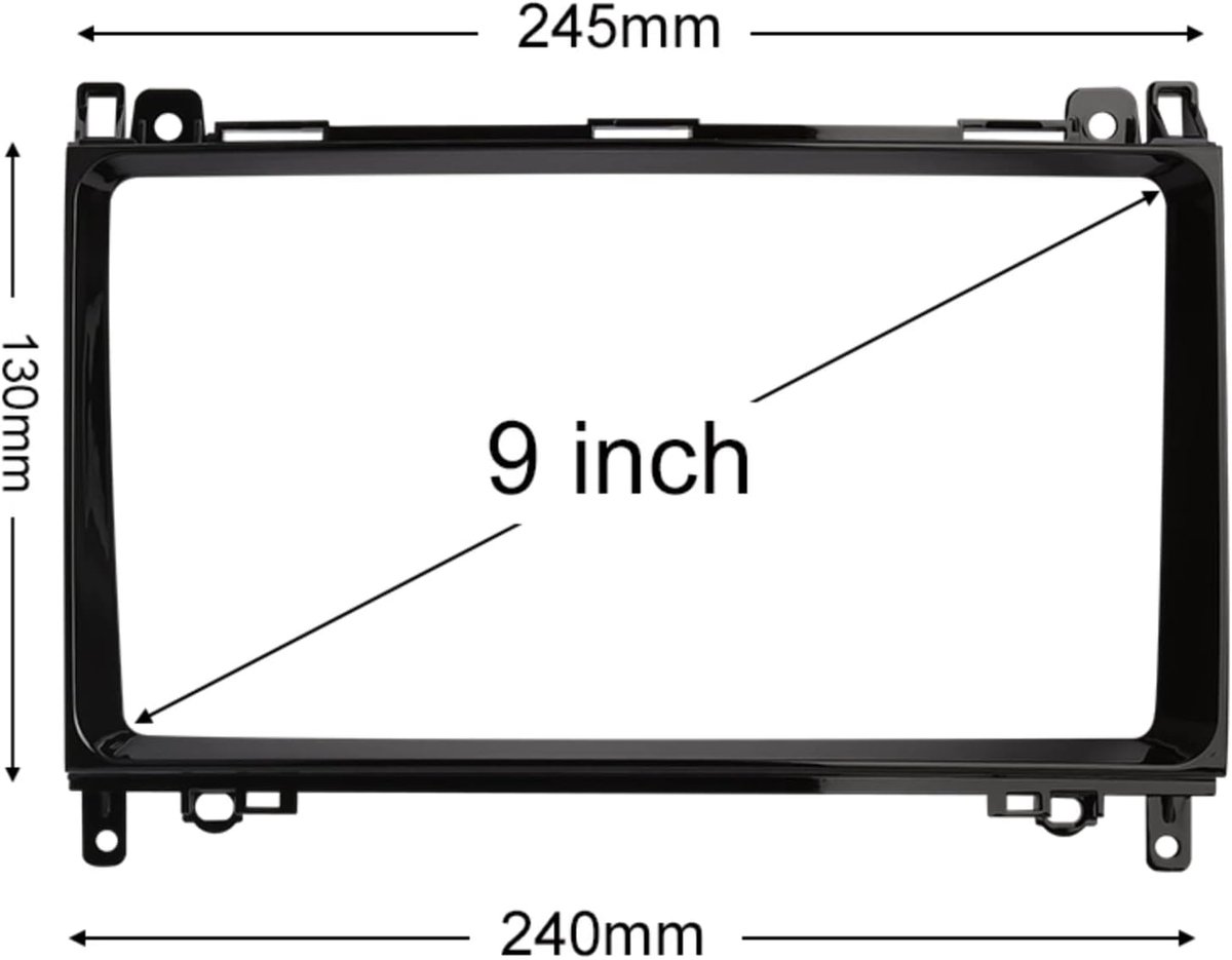Autoradio adapter 9" inch - zwart - voor Mercedes-Benz A/B/Viano/Vito - eenvoudig installeren - ShopVlot