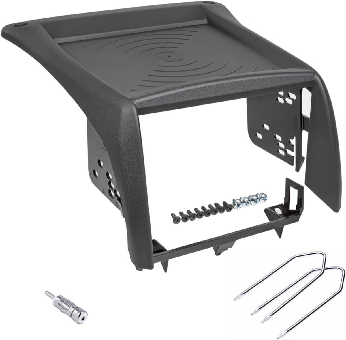 Radio panel kit 2-din bevestigingskit - Voor Fiat Ducato, Citroen Jumper, Peugeot Boxer - Zwart - Inclusief accessoires - ShopVlot