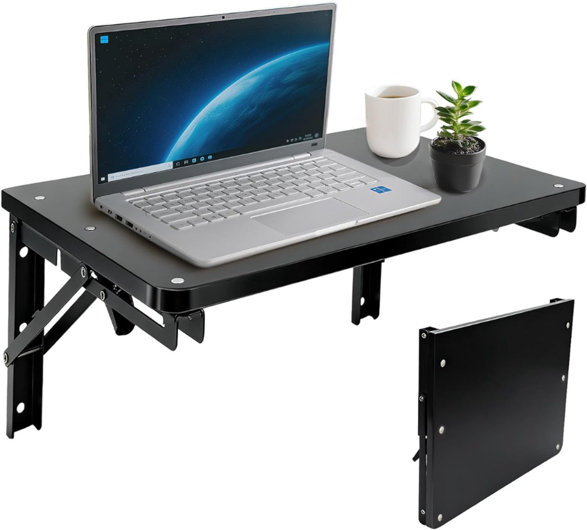 ZRNS® Muurtafel - Opvouwbare Wandtafel - Sidetable Inklapbaar - 42 x 30 cm - Zwart