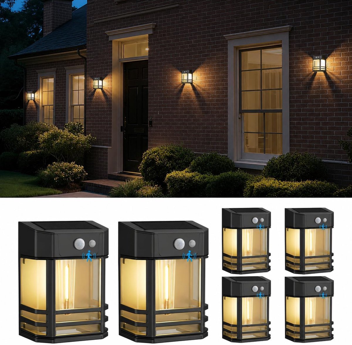 Solarlampen voor buiten met bewegingsmelder - 3 modi - IP65 waterdicht - ideale verlichting voor tuin en garage - ShopVlot