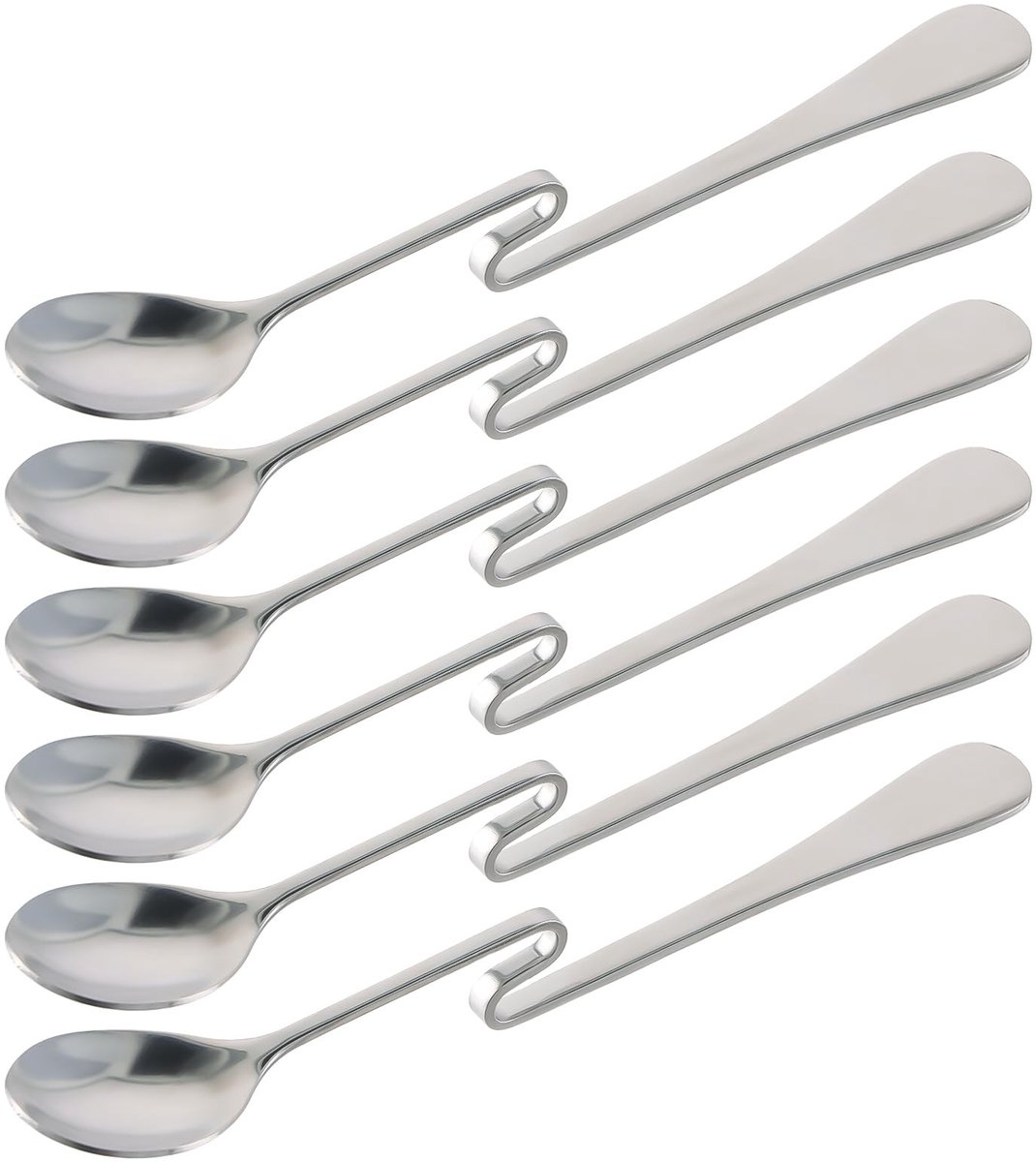Solidchoice - Set van 6 Lange Roestvrijstalen Lepels voor Koffie en IJs