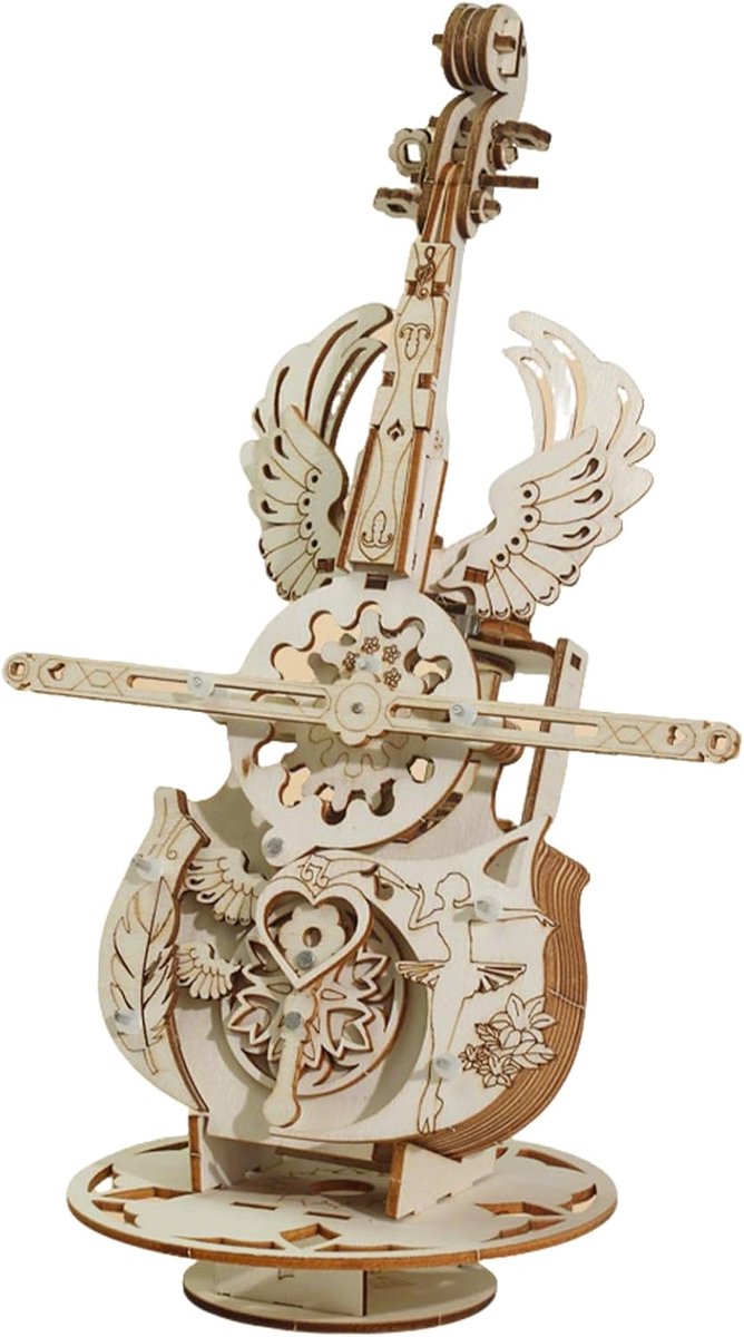 Muziekdoos Cello Bouwen - Houten Puzzel - Retro Design - Unieke Desktop Decoratie - ShopVlot
