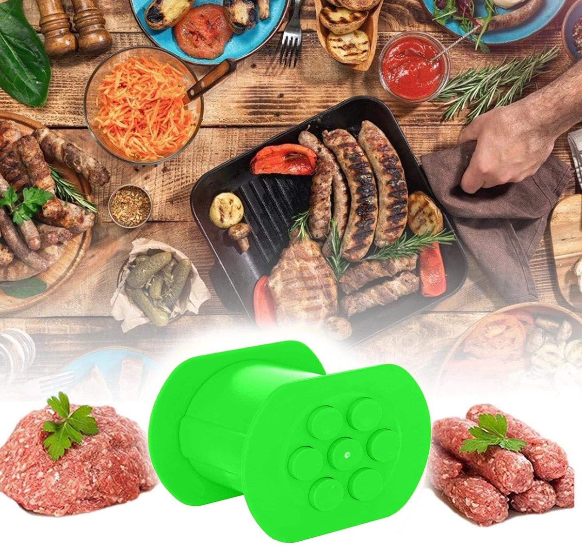 Solidchoice - Handmatige Cevapcici Maker met 7 Gaten, Ideaal voor Thuisgebruik