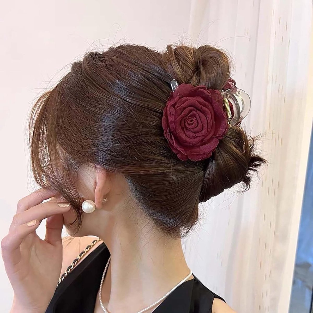 Haarspelden 7,6 cm - Roze stof - Bloemenkaakklemmen - Elegante accessoires voor bruiloft - ShopVlot