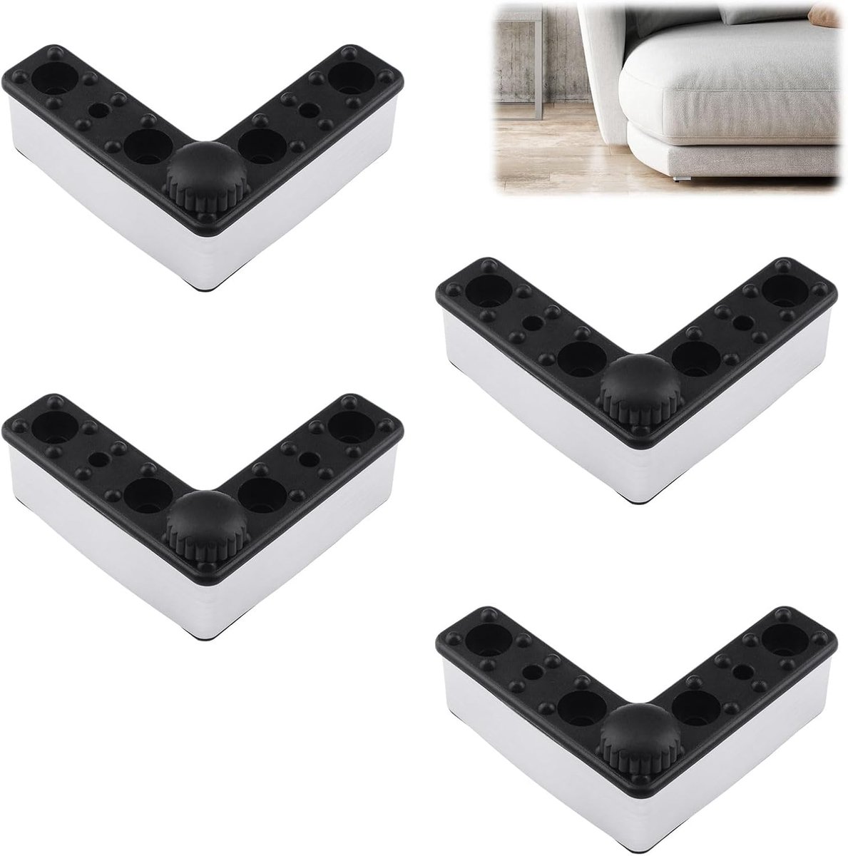 Sofa poten verstelbaar 8x8cm - zwart plastic - waterdicht - stevige ondersteuning voor meubels - ShopVlot