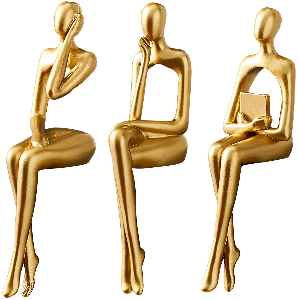 Solidchoice - Set van 3 Gouden Abstracte Sculpturen voor Decoratie