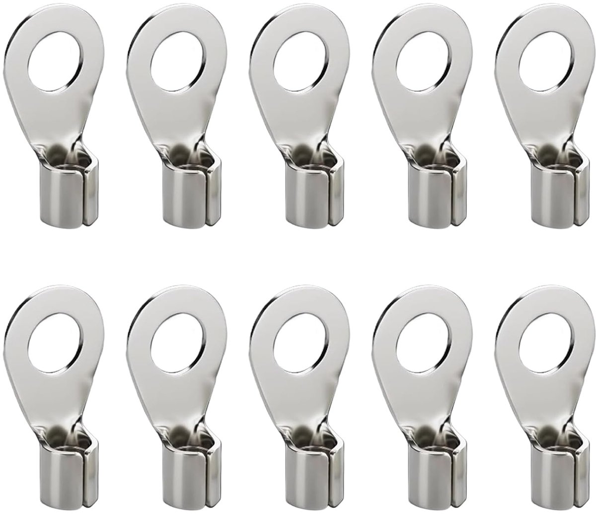 Pack of 10 Q10-10 Cable Lugs, Brass Cable Lugs, Cord-End Ferrules, 10 mm², M10 Screw Holes for Ultrafine Wires Cable - ShopVlot