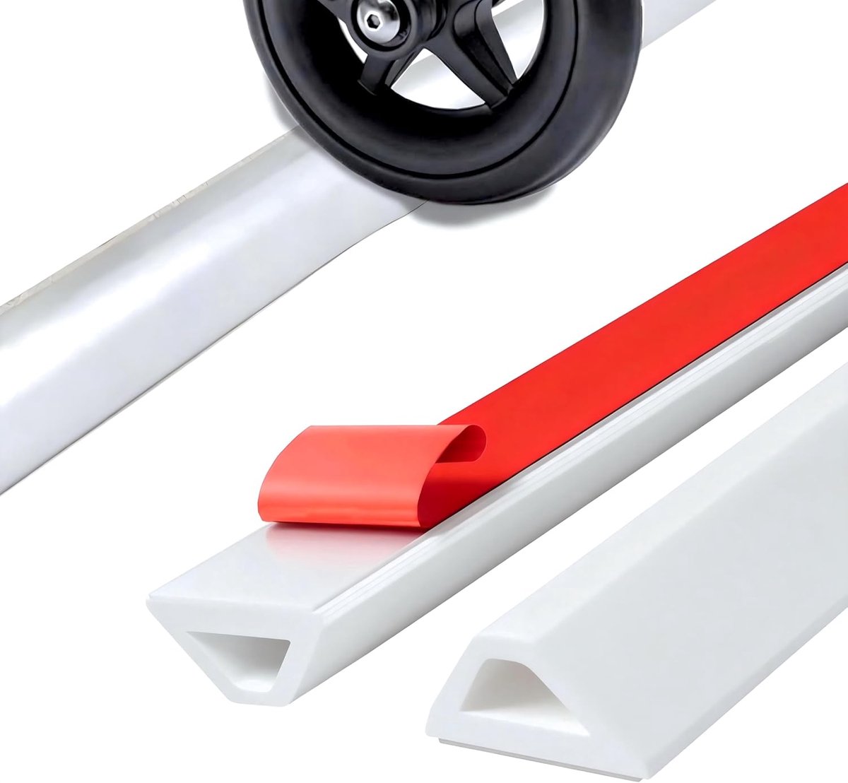 150 cm douchedrempel, zelfklevend, spatbescherming, wit - Zelfklevende siliconen waterstopper voor douche, holle - ShopVlot