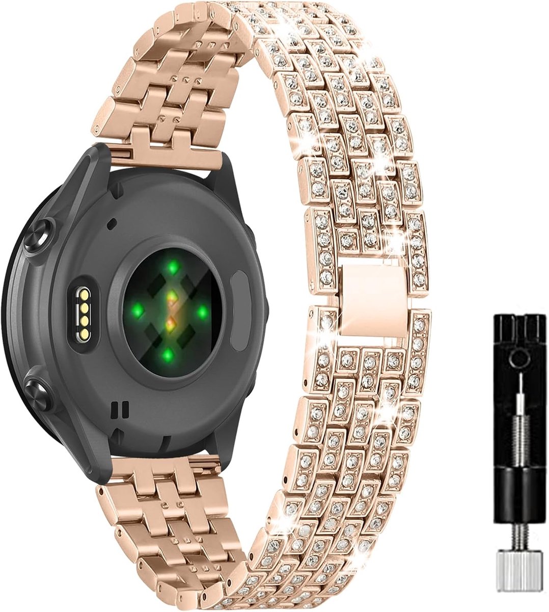 Horlogeband 20mm - RVS vervangband - Glanzend ontwerp - Geschikt voor Garmin Forerunner en Vivoactive - ShopVlot