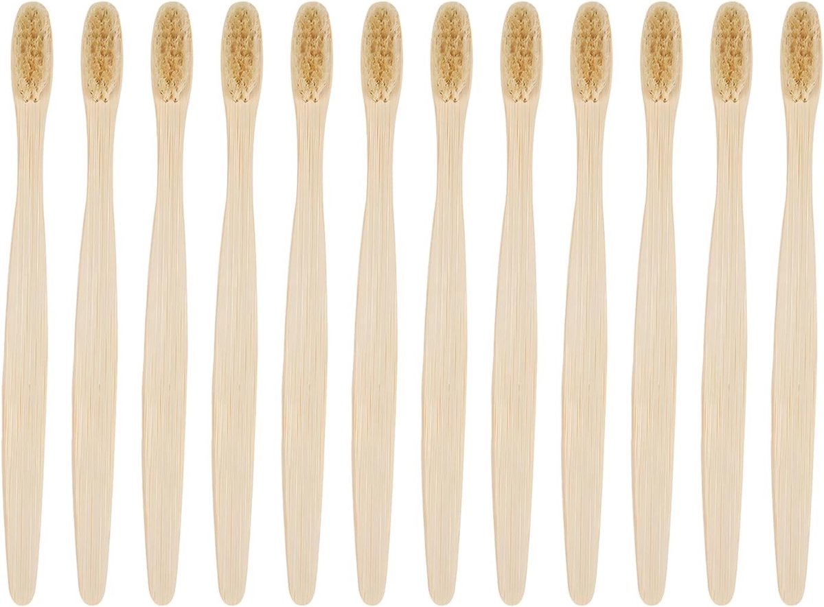 Set van 10 Bamboe Tandenborstels met Zachte Houten Haren, Duurzaam en Milieuvriendelijk, Ideaal voor Gezinnen en Natuurlijk Mondverzorging