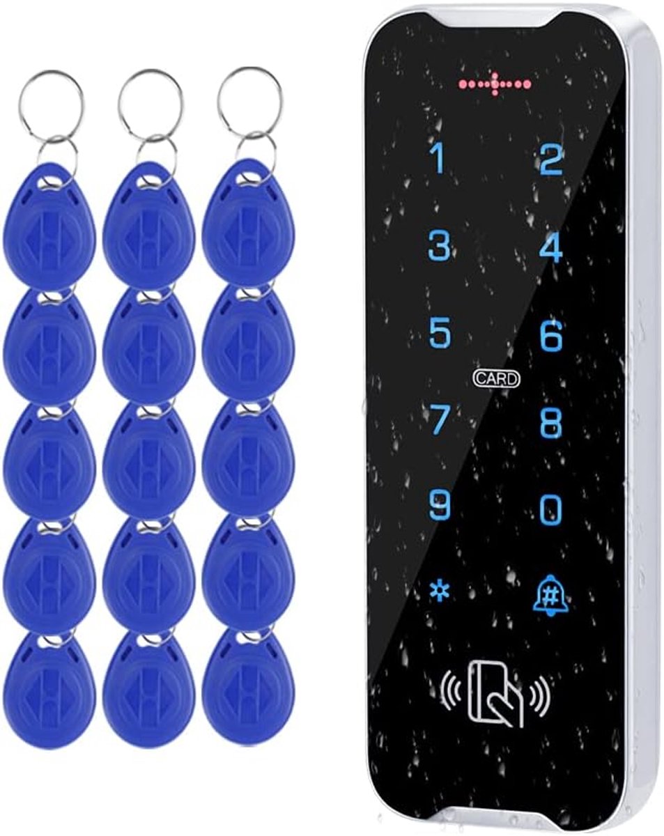 Toegangscontrole toetsenbord IP68 - Waterdicht plastic - Inclusief 10 EM4100 keyfobs - Ideaal voor thuis en kantoor - ShopVlot