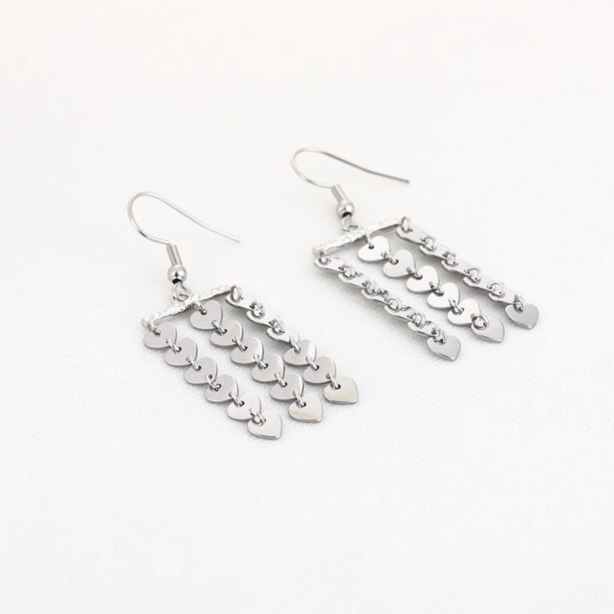 oorbellen - falling harts - rvs - zilver - cadeau tip