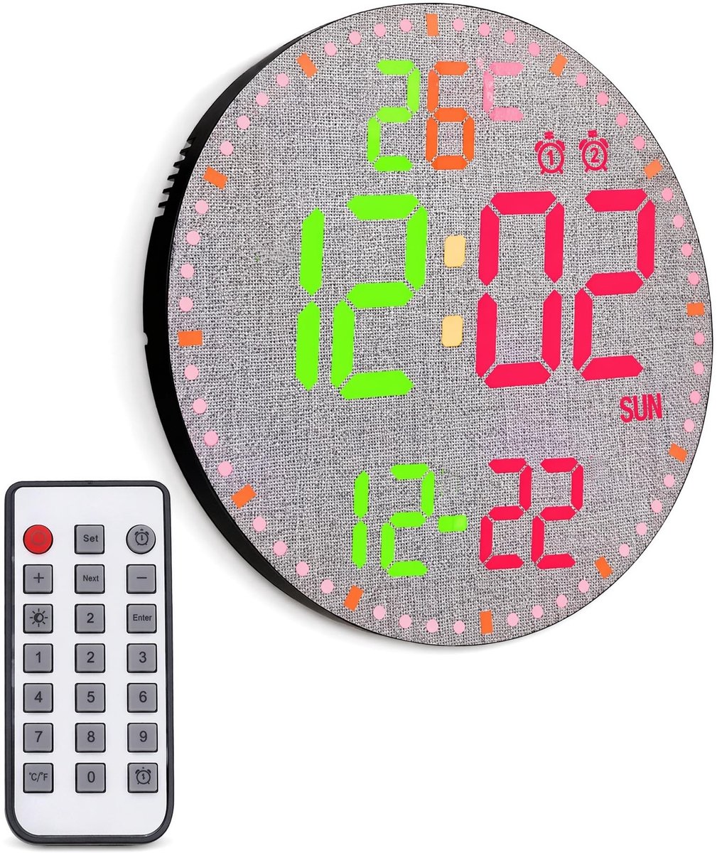 Solidchoice - LED Wandklok met Kalender en Temperatuurweergave