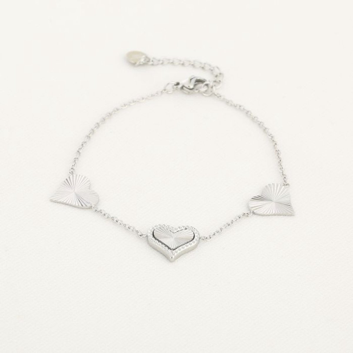 armband - 3 hartjes - rvs - zilver - cadeau tip