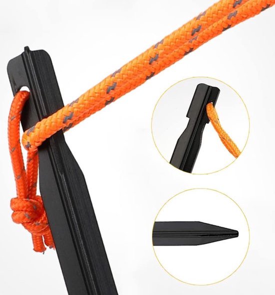 Tentharingen 10 stuks - V-shape Haringen 18cm - Grondpennnen - zandharingenset - lange haringen - Hexagon Haringen - Aluminium Haringen Tent - Zeer sterk - Grondpen/tentharing - Inclusief Trekkoord en Haringzak - kamperen en tent — afbeelding 2