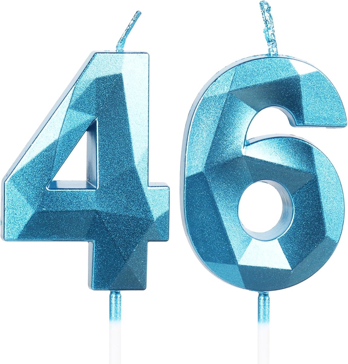 Verjaardagskaarsen nummer 46 blauw - 3D kaarsen - decoratie voor 46e verjaardag - perfect voor taart - ShopVlot
