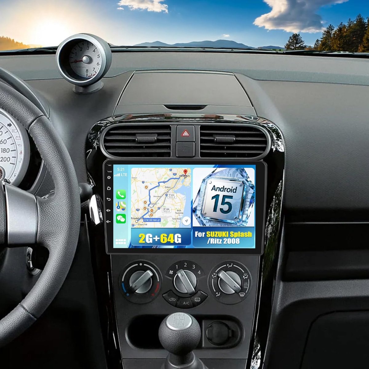 Auto radio Android 15 - 9 inch touchscreen - met draadloze CarPlay - GPS en WiFi - ShopVlot